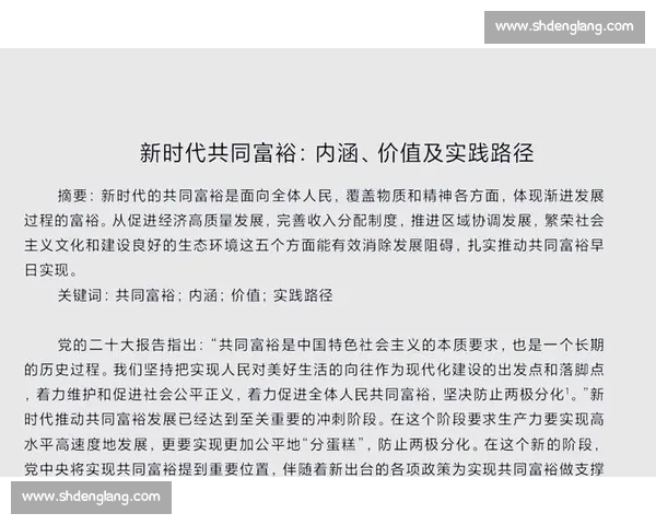 缩小社会经济差距推动共同富裕的新路径探索与实践